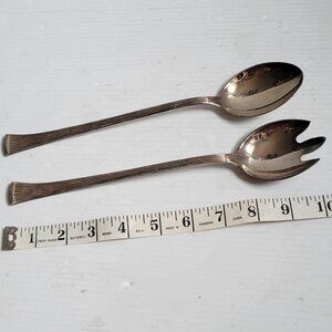 Vintage ~ Made in Italy ~ Silver Plate Salad Serving Spoon & Fork Set, 10" Long
